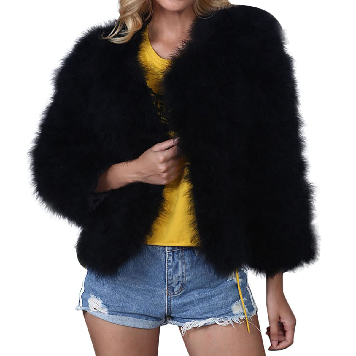 cllios Winter Jackets for Women Faux Fur Cropped Coat Open Front Long Sleeve Cardigan Fuzzy Fleece Jacket Thick Warm Jacket Fashion Outerwear Abrigos De Mujer Invierno En Oferta