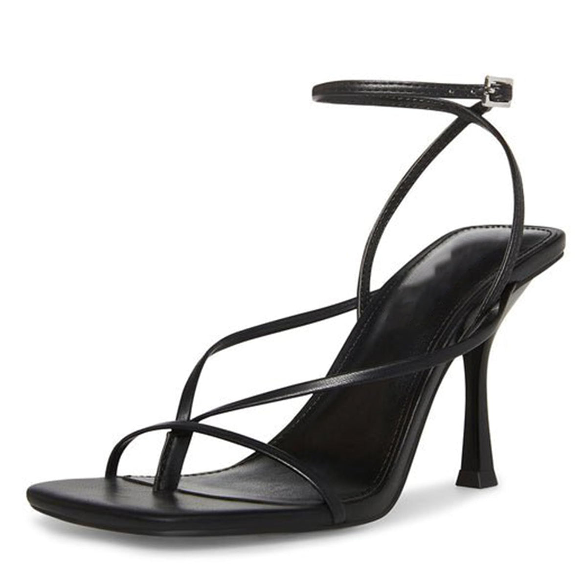 olomisa Strappy Heels for Women Square Toe Thong Heels Ankle Strap Stiletto Heeled Sandals