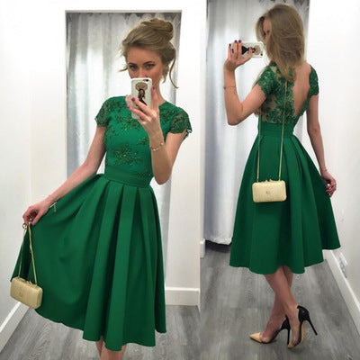 Color-Block Sexy Backless Dress for Women