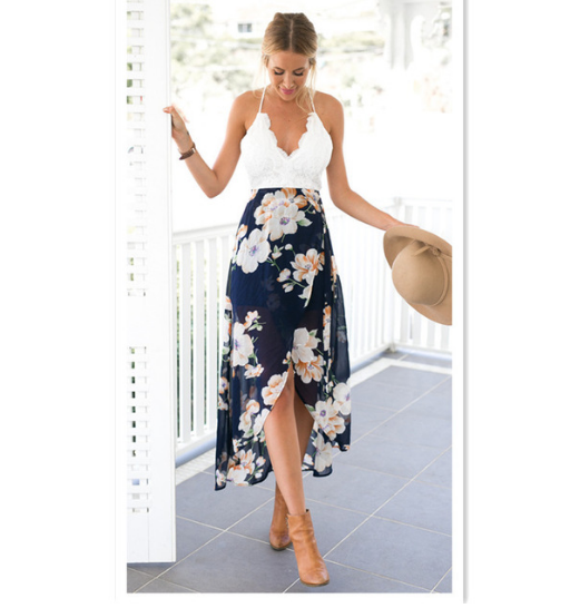 Lace-Trimmed Chiffon Sexy Dress for Women