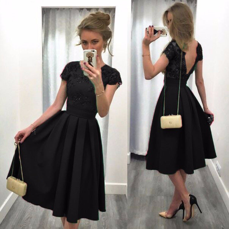 Color-Block Sexy Backless Dress for Women