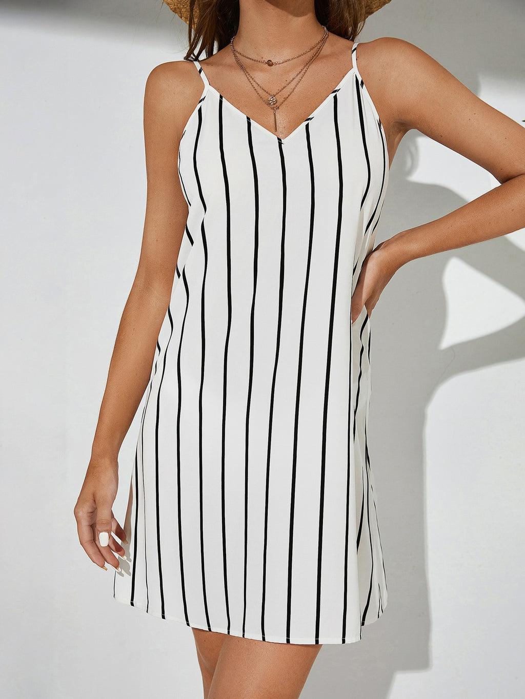 Loose Striped Sexy Slip Dress for Women