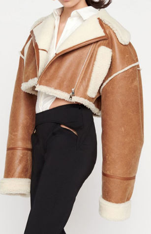 Faux Fur Lined Short Leather Jacket for Women
