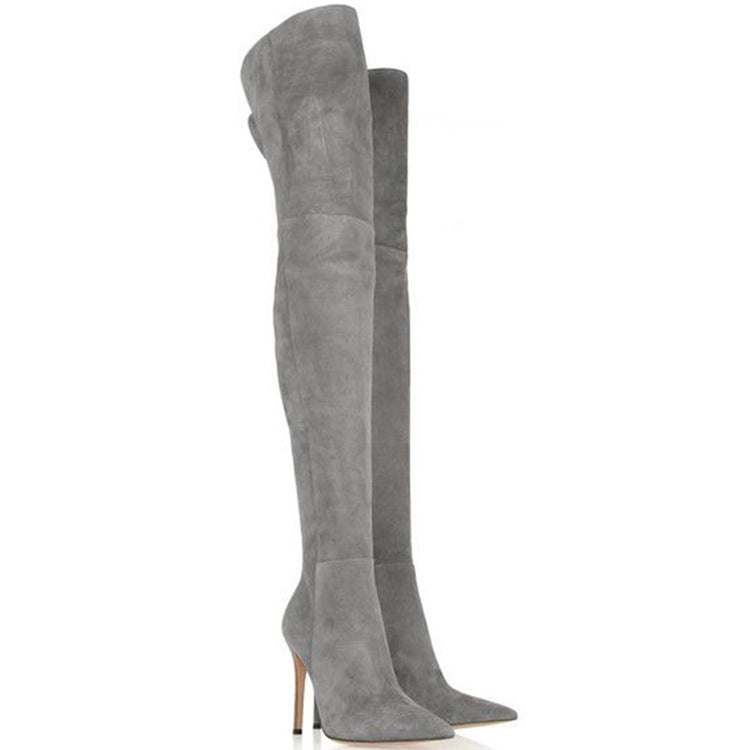 Faux Fur Martin Boots with Rubber Pointed Stiletto Heel