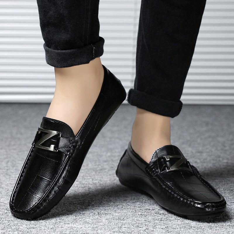 Men's Genuine Leather Loafers with Z Buckle Design
