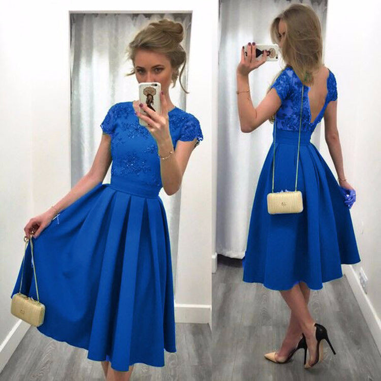 Color-Block Sexy Backless Dress for Women