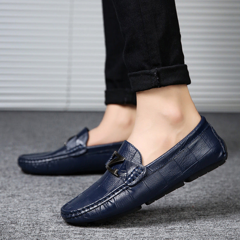Men's Genuine Leather Loafers with Z Buckle Design