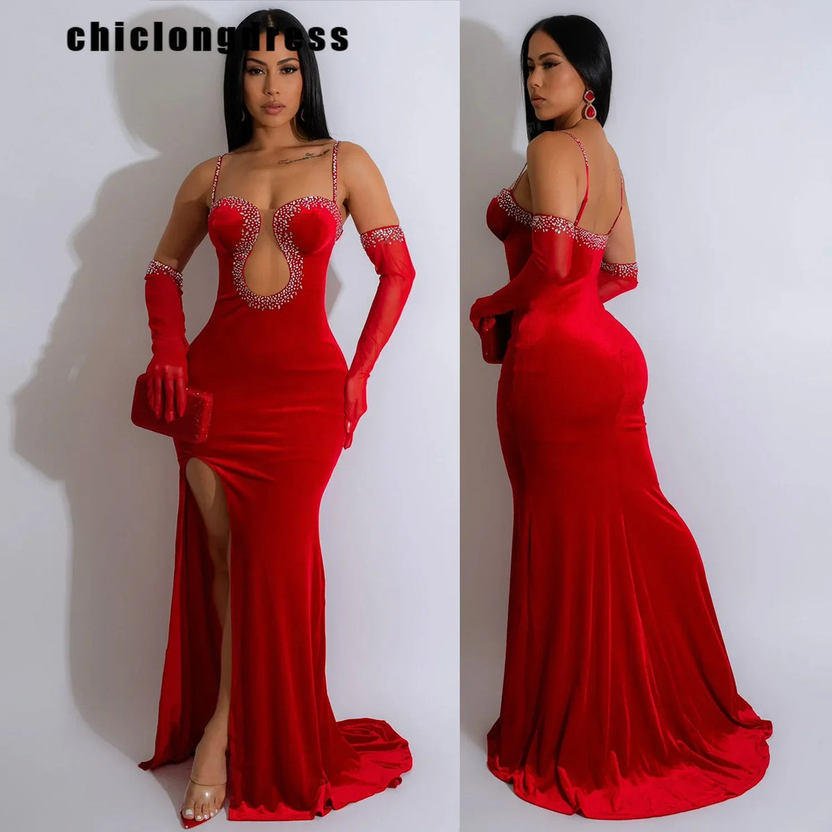 Autumn Sexy Diamond Evening Dress for Women