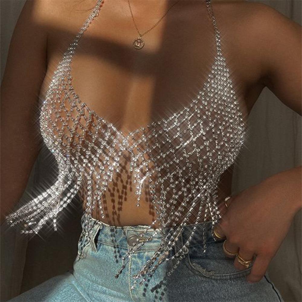 Luxury Rhinestone Tassel Body Chain for Women