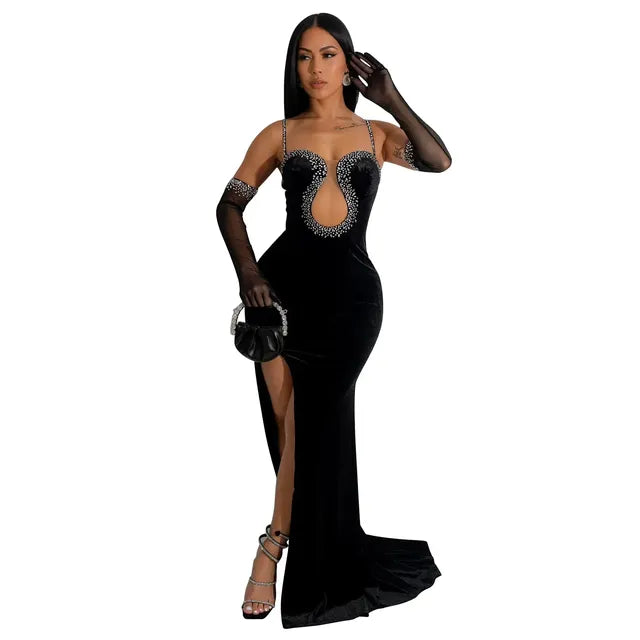 Autumn Sexy Diamond Evening Dress for Women