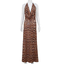 Women's Clothing V-neck Halter Bare Back Sexy Leopard Print Dress Slim Temperament