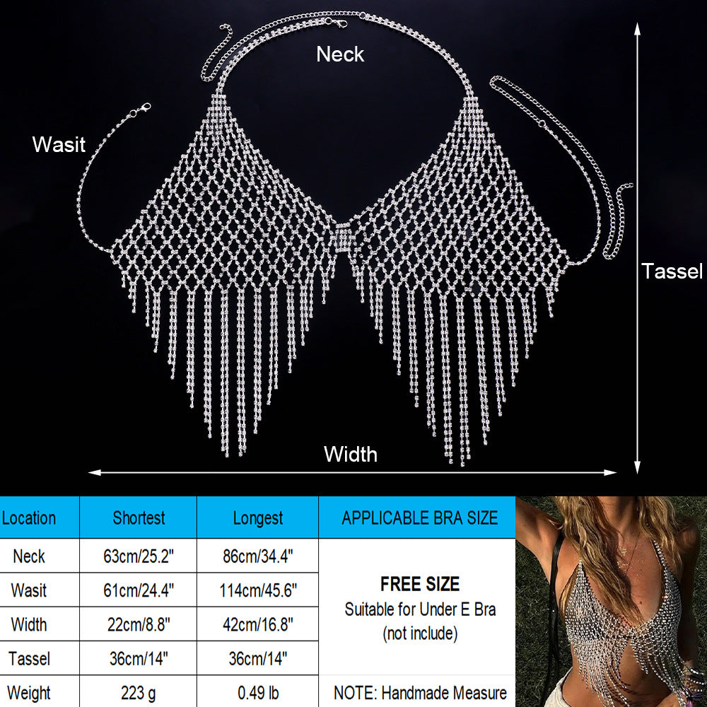 Luxury Rhinestone Tassel Body Chain for Women