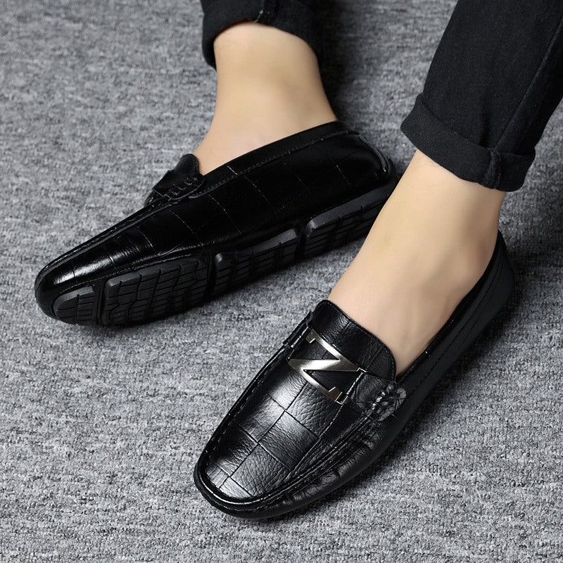 Men's Genuine Leather Loafers with Z Buckle Design
