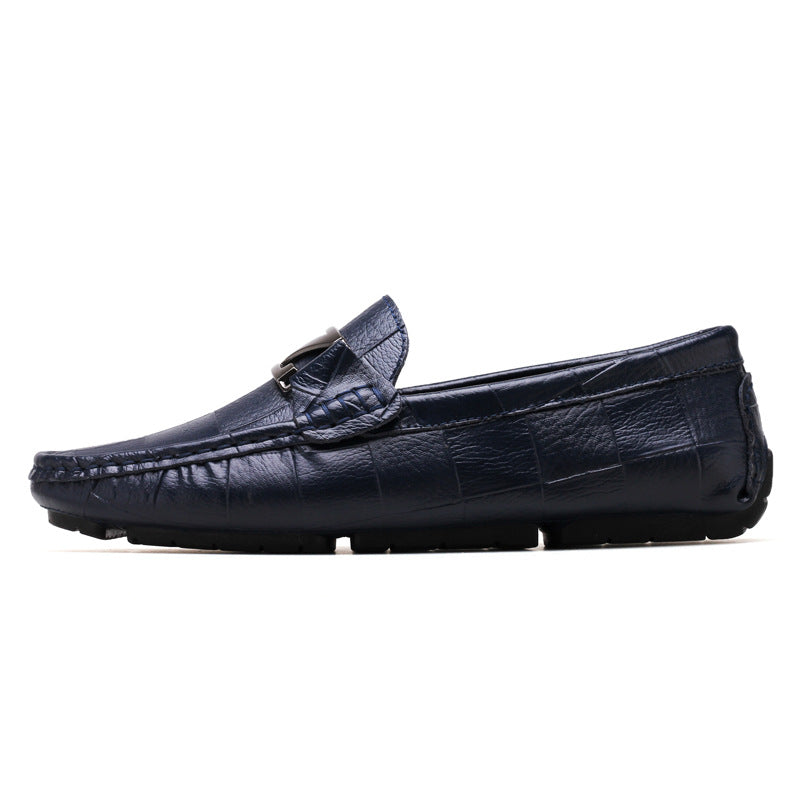 Men's Genuine Leather Loafers with Z Buckle Design