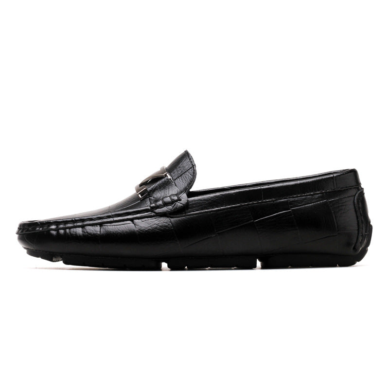 Men's Genuine Leather Loafers with Z Buckle Design